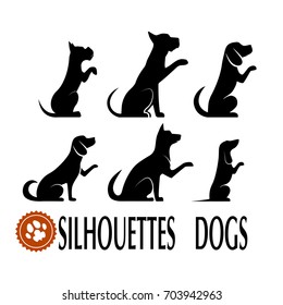 Silhouettes of dogs set.