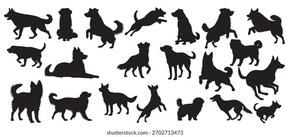 silhouettes of dogs in various poses capturing playful
