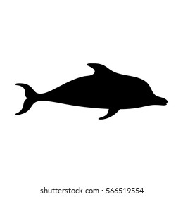 Silhouettes of dolphin, sea animals isolated black and white vector illustration minimal style