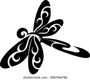 Silhouettes of dragonfly elegant tattoo of illustration