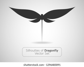 Silhouettes of Dragonfly Vector Set for Logo Design and Business Template