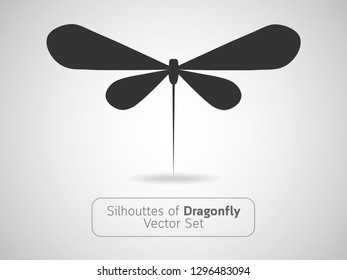 Silhouettes of Dragonfly Vector Set for Logo Design and Business Template