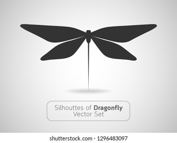 Silhouettes of Dragonfly Vector Set for Logo Design and Business Template