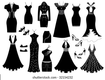 Silhouettes of dresses