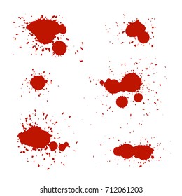 Silhouettes of drops, splashes and blot of red paint