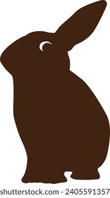 Silhouettes of easter bunnies isolated on a white background. Set of different rabbits silhouettes for design use.