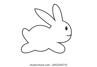 Silhouettes of easter bunnies isolated on a white background. Set of different rabbits silhouettes for design use.