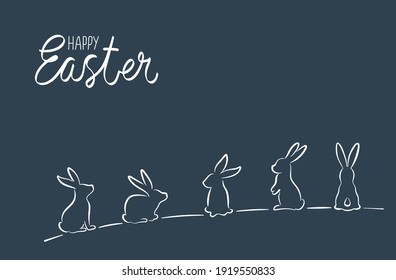 Silhouettes de conejitos de Pascua sobre un fondo oscuro.