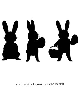 Silhouettes of Easter Bunnies on a white Background