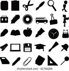 silhouettes education or school icons