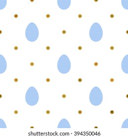 The silhouettes of eggs and gold bubbles. Seamless pattern for web, wallpaper, decals, spring/summer fashion fabric, textile, background for Easter greeting card or holiday decor.