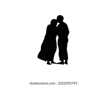 Silhouettes Elderly Couple Love Illustrations and Vectors