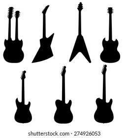 Silhouettes of electric guitars vector set