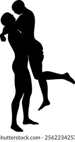 Silhouettes of an embracing couple portraying warmth, love, and unity in a stylized and elegant form. Ideal for romantic and relationship-themed designs, the artwork symbolizes affection and closeness