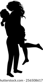 Silhouettes of an embracing couple portraying warmth, love, and unity in a stylized and elegant form. Ideal for romantic and relationship-themed designs, the artwork symbolizes affection and closeness