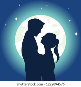 Silhouette Young Man Woman Love Illustration Stock Vector (Royalty Free ...