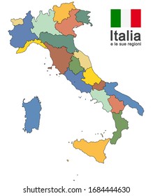 silhouettes of european country Italy and the regions