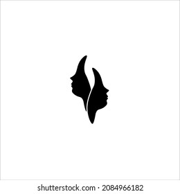 silhouettes, faces, icon, vector illustration