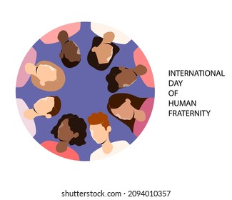 Silhouettes of faces of people of different nationalities. Concept for social poster, banner of human fraternity, solidarity, rights, tolerance day. Demonstration, protest, strike. vector illustration