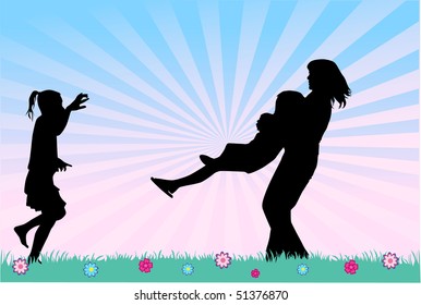   Silhouettes Of family