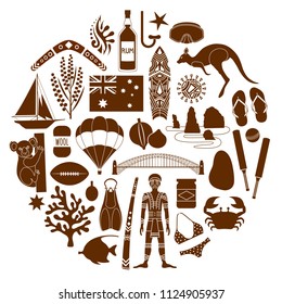 Silhouettes of famous Austrian symbols. Vector stencil. Travel icons templates.