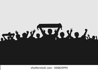 Silhouettes of fans celebrating a goal. Rio Olympics 2016. Vector illustration