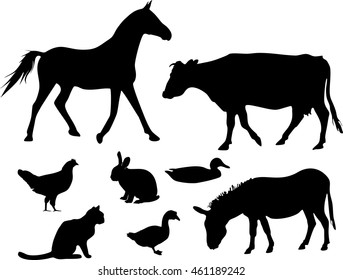 Silhouettes of farm animals