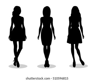 Silhouettes Fashion Cute Young Girls On Stock Vector (Royalty Free ...