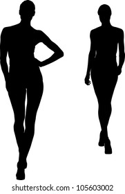 Silhouettes of fashion girls