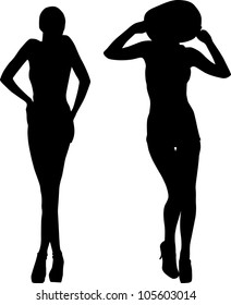 Silhouettes of fashion girls