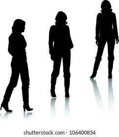 Silhouettes of fashion girls