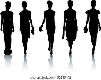 Silhouettes of fashion girls