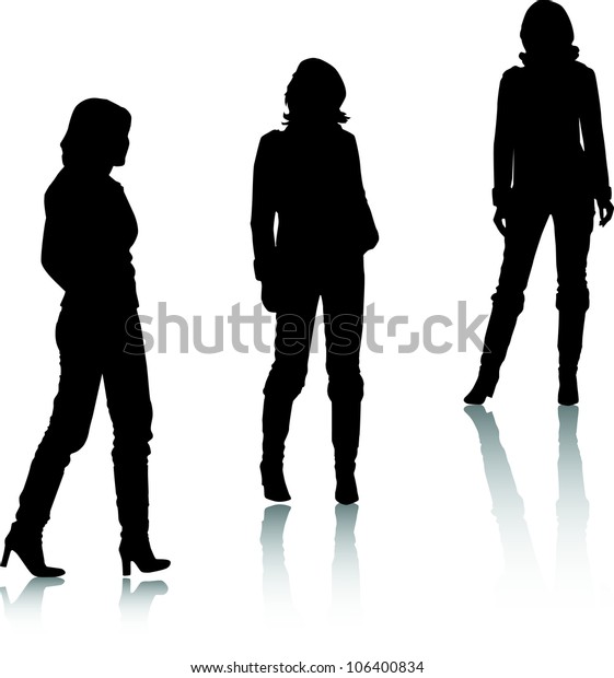 Silhouettes Fashion Girls Stock Vector (Royalty Free) 106400834