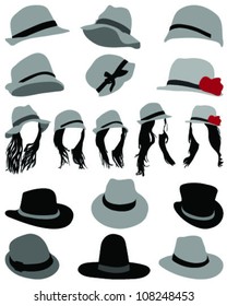 Silhouettes fashion hat-vector