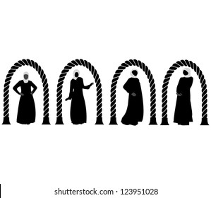 Silhouettes  Fashion Muslim Arabic Woman.Vector