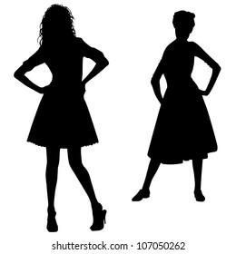 Silhouettes of fashion women