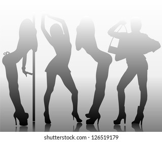 Silhouettes of fashionable women