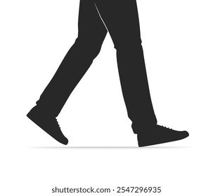 Silhouettes of the feet of walking people stock illustration