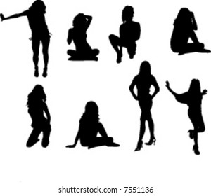 Silhouettes of female models
