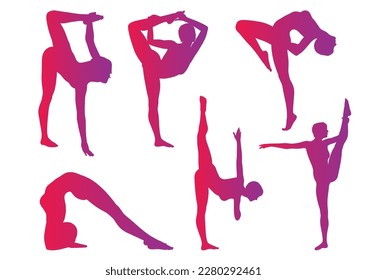 Silhouettes of females in various gymnastic poses