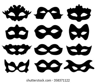 Silhouettes of festive masks, vector