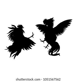 Silhouettes of fighting cocks. Vector illustration isolated on white background