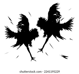 Silhouettes of fighting cocks. Vector illustration isolated on white background