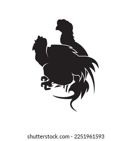 Silhouettes of fighting cocks. Vector illustration isolated on white background