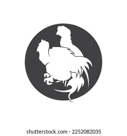 Silhouettes of fighting cocks. Vector illustration isolated on white background