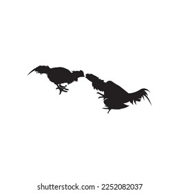Silhouettes of fighting cocks. Vector illustration isolated on white background