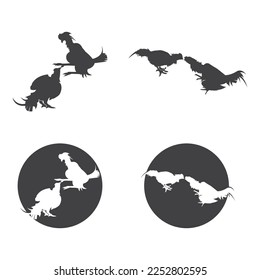 Siluetas de gallos de lucha. Ilustración del vector aislada en fondo blanco
