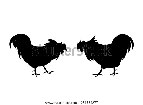 Silhouettes Fighting Cocks Vector Illustration Isolated Stock Vector Royalty Free 1051564277 