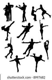 Silhouettes of figure skaters