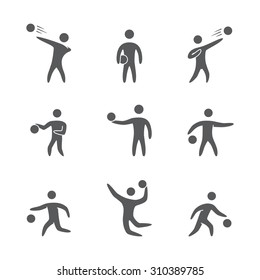 Silhouettes of figures basketball player icons set. Basketball vector symbols